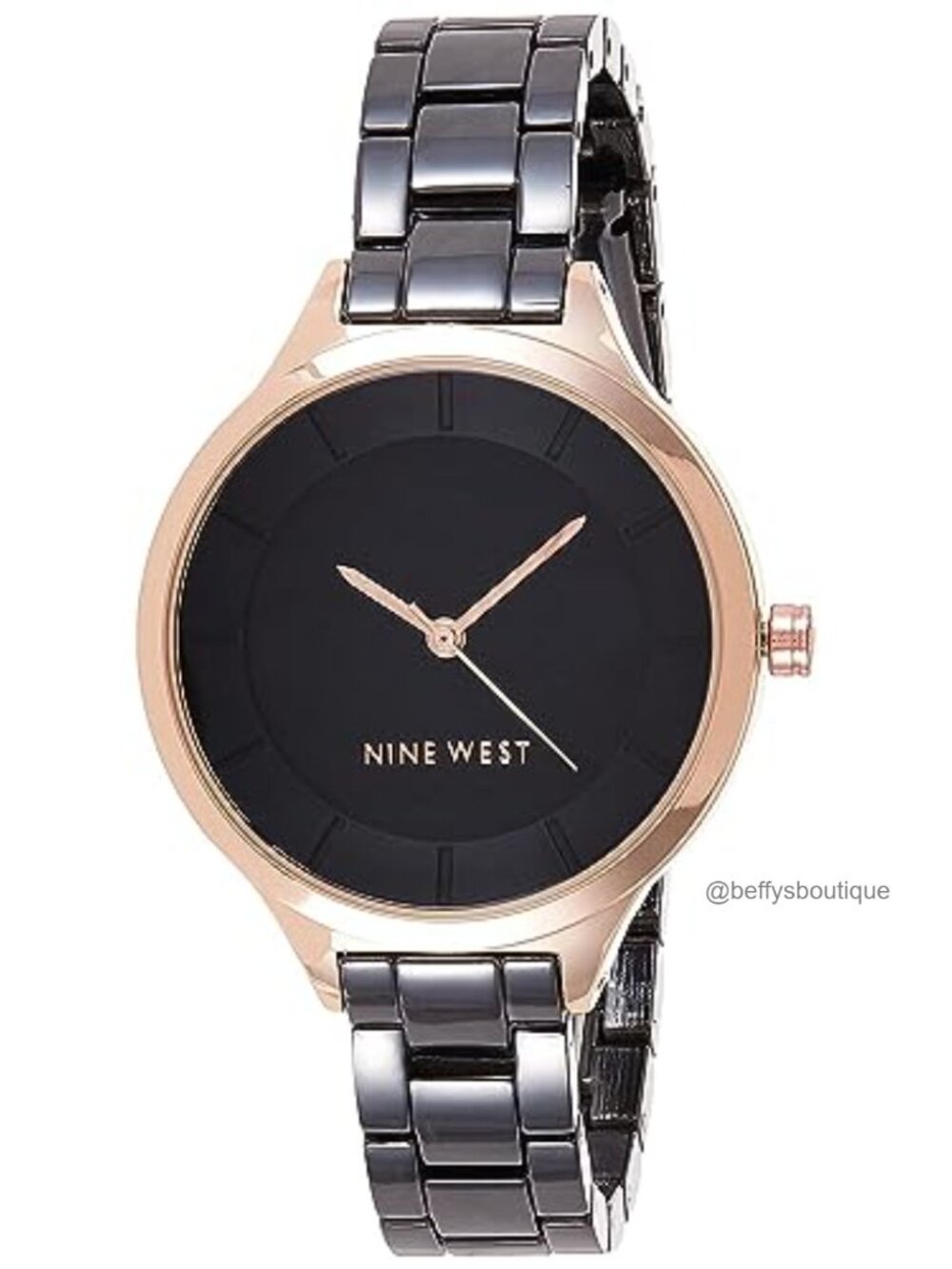Women's Wrist Watch Matte Dial 34mm Gunmetal Adjustable Link Bracelet